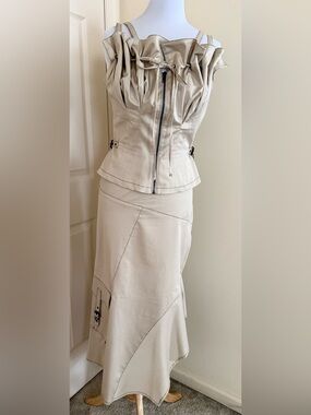 COTTONADE DRESSY OUTFIT TOP/SKIRT CREAM COLOR FR3/10US